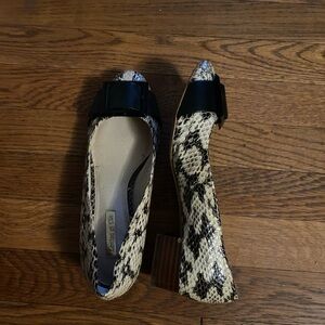 Louise et Cie Snakeskin Heels with Black Bow